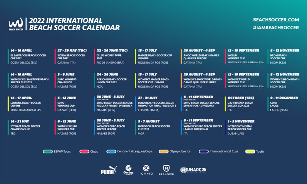 2022 Beach Soccer Calendar Beach Soccer Magazine